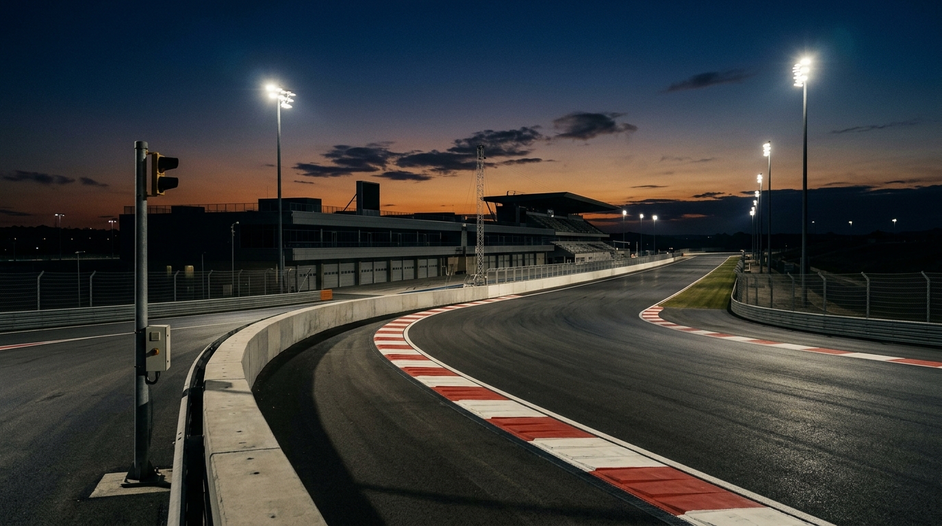 Formula 1 circuit under twilight
