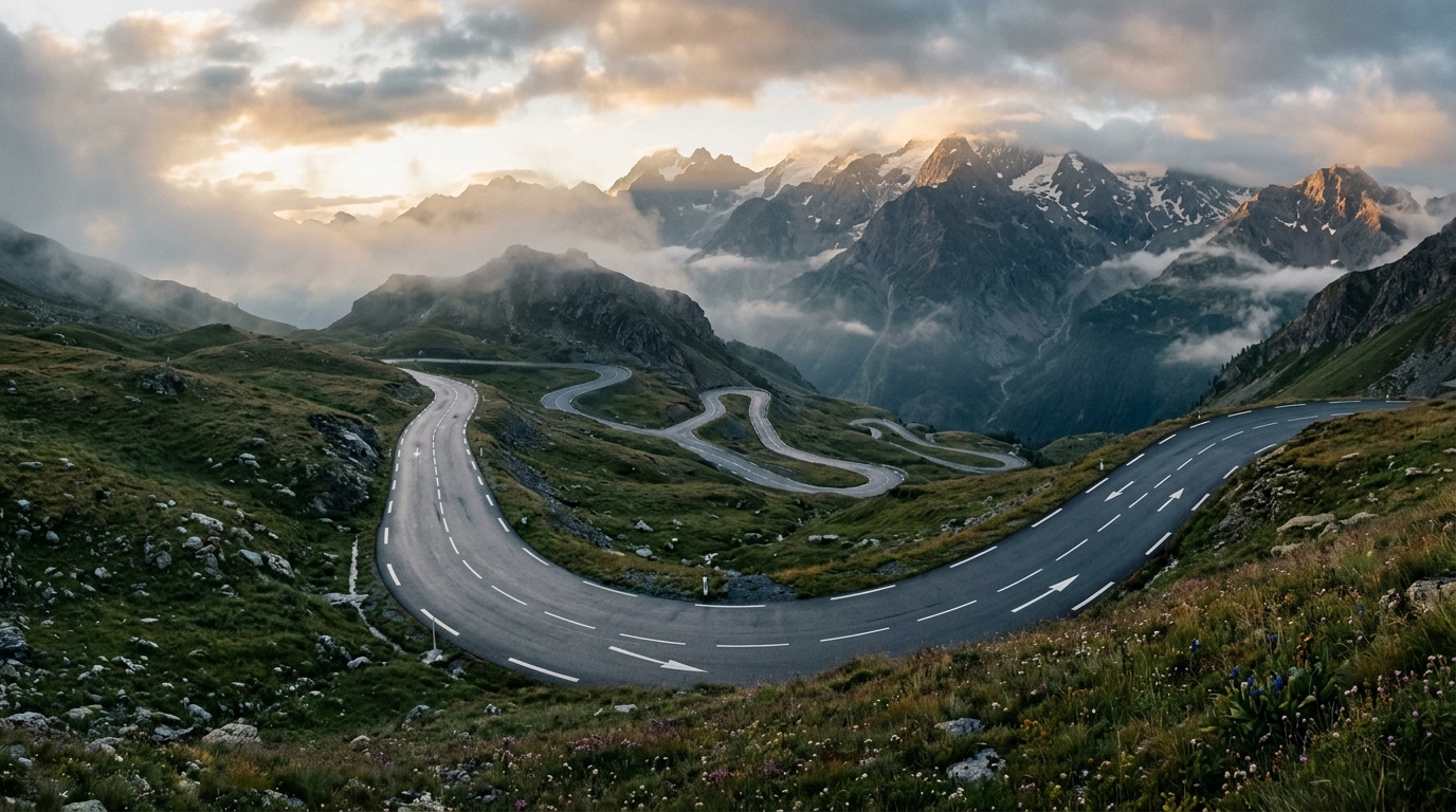 Mountain pass along the Tour de France route
